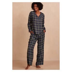 Summersalt Checkered Pajama Set in Navy and Olive
